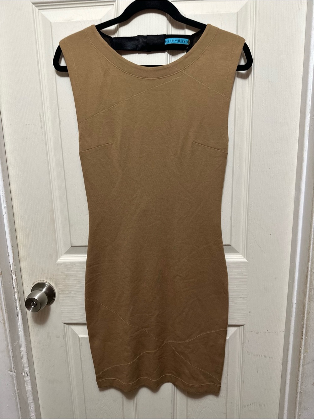 Alice + Olivia Tan Open Back Mesh Bodycon Dress Size XS - Good Condition